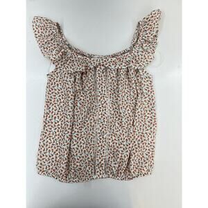 NWTs Womens Sienna Sky Blouse Size XS White Floral Off the Shoulder Button Up